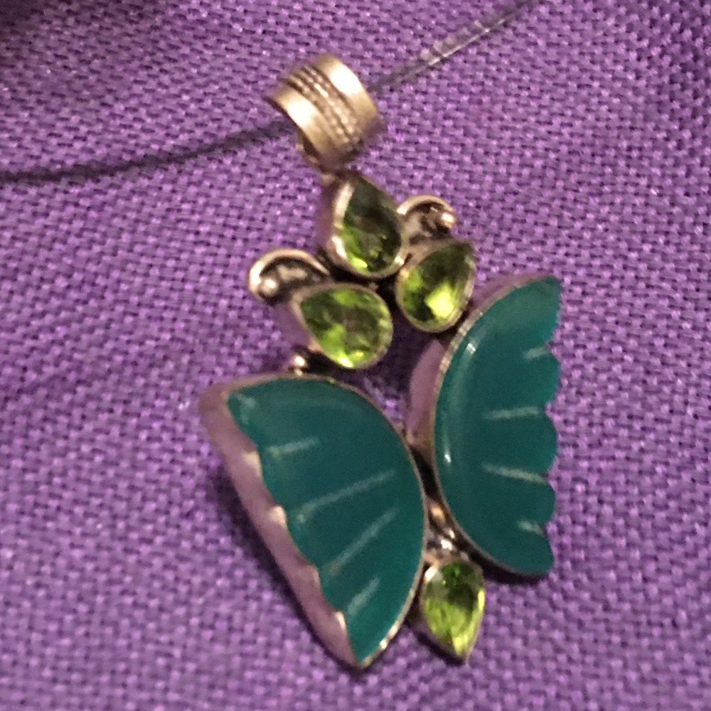 Sale! Silver Green Quartz and Peridot Pendant.